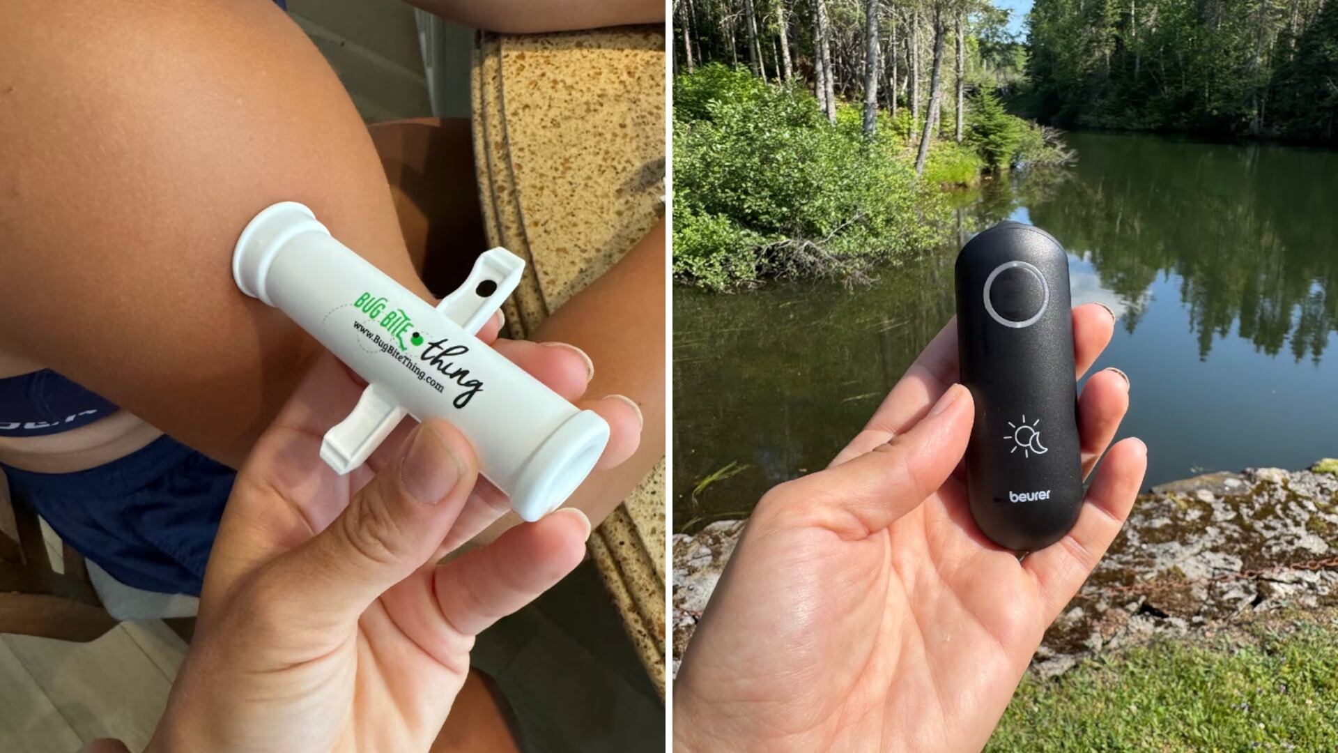 Split image of bug bite treatment tool