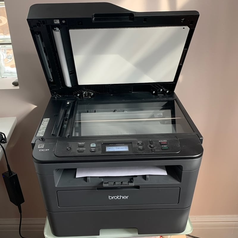 the printer on a table in a home