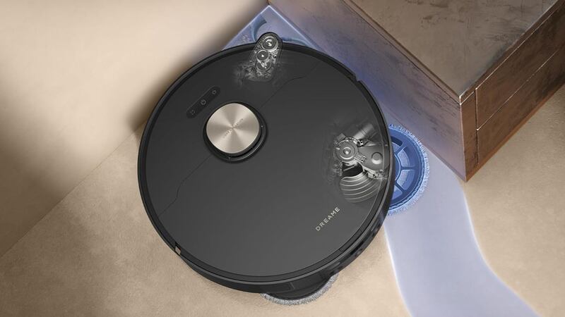 A robot vacuum navigating a corner
