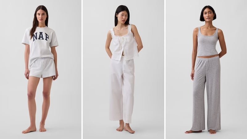 Three models wearing neutral loungewear from GAP.