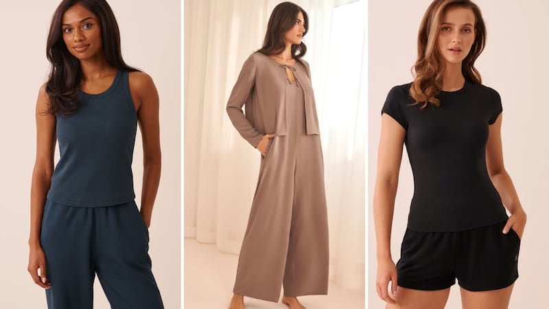 Three models wearing different La Vie en Rose loungewear sets.