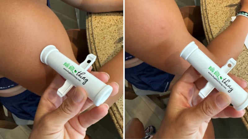 Split image of Valérie using the Bug Bite Thing