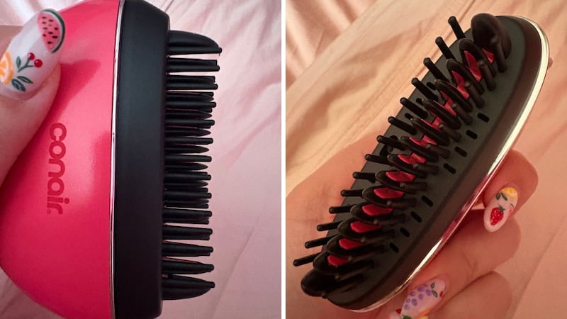 A close-up of the ceramic bristles on the Conair Cordless Heated Brush