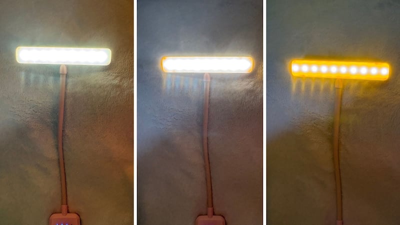 The cool, mixed, and warm light settings on the book lamp