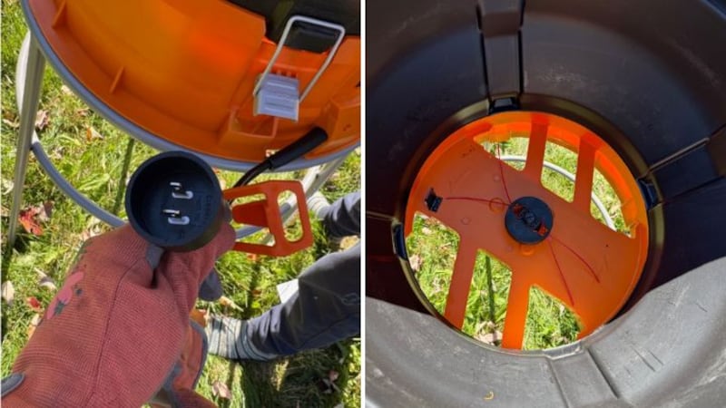 Split image of the WORX 13 Amp Electric Leaf Mulcher features