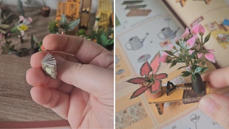 Split images of close-ups on Rolife DIY Miniature House's props