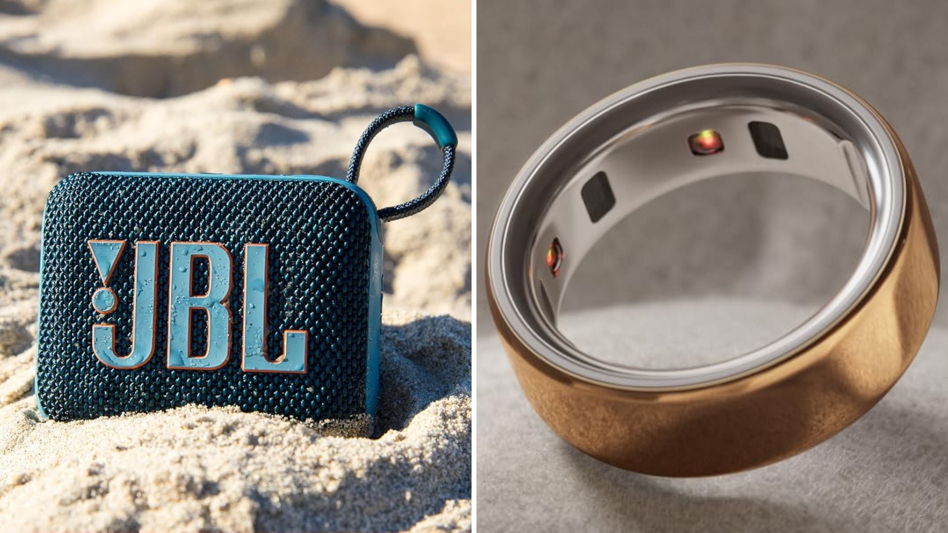 A JBL speaker and an Oura Ring.