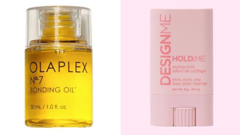 Olaplex hair oil and DESIGNME hair wax.