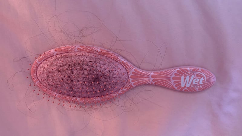 a hair brush with a small amount of hair in it