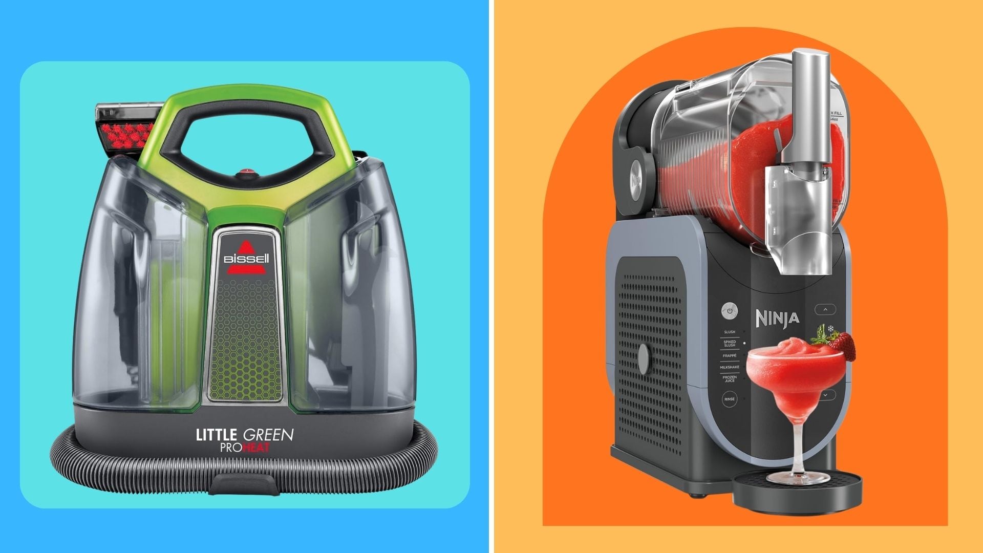 A Bissell carpet cleaner and a Ninja SLUSHi machine.