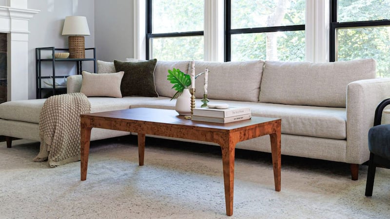 a couch and coffee table in a living room