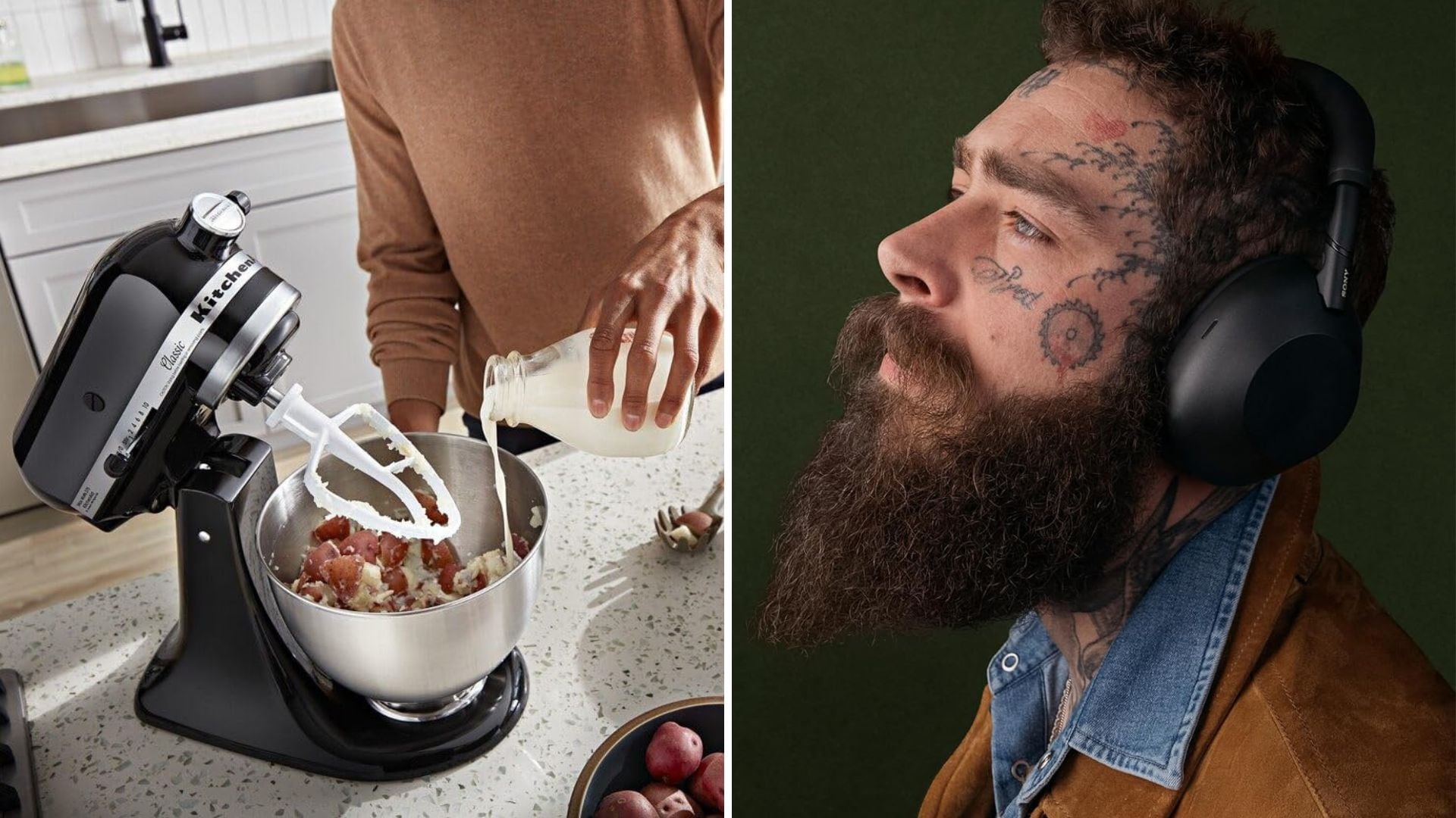 A KitchenAid Mixer and Sony Headphones.