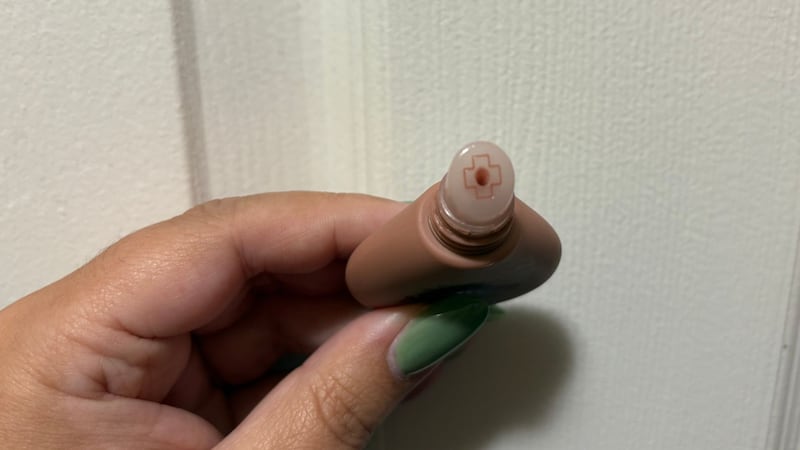 The soft applicator of the NYX Smushy SOS Hydrating Lip Mask
