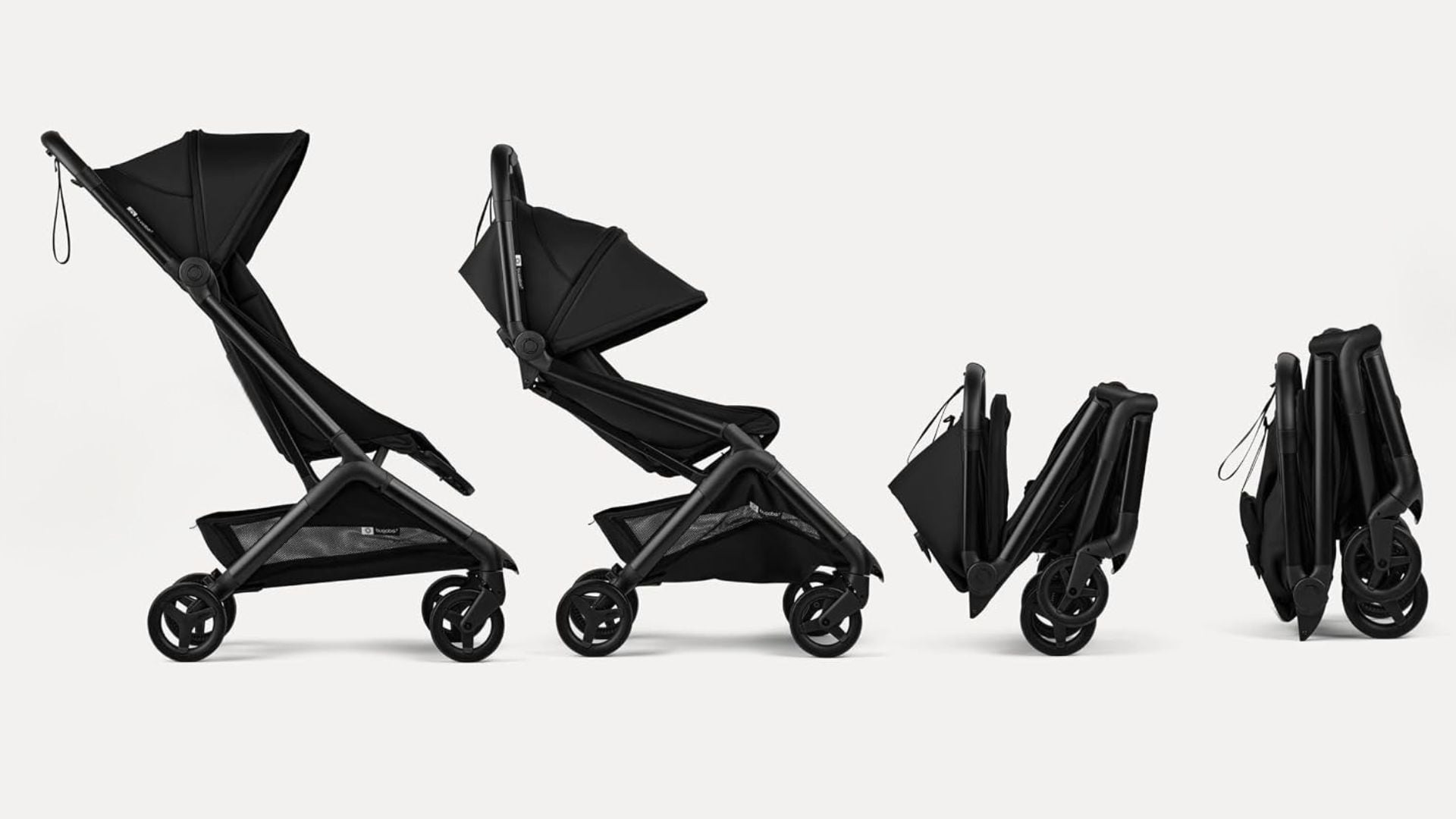 A Bugaboo Butterfly 2 stroller being folded down.