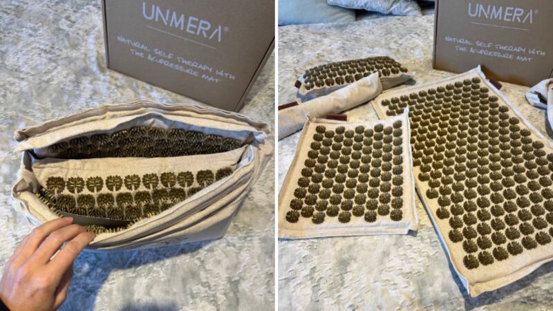 Acupressure mat, pillow and carrying bag