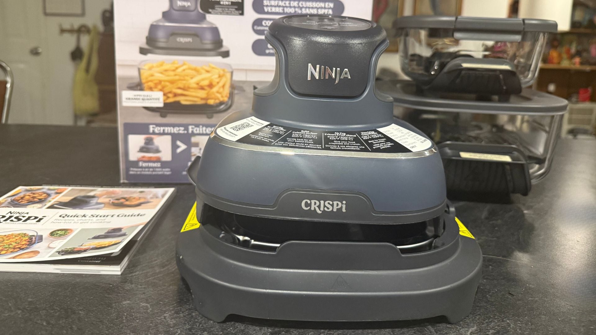 the ninjacrispi on a kitchen counter