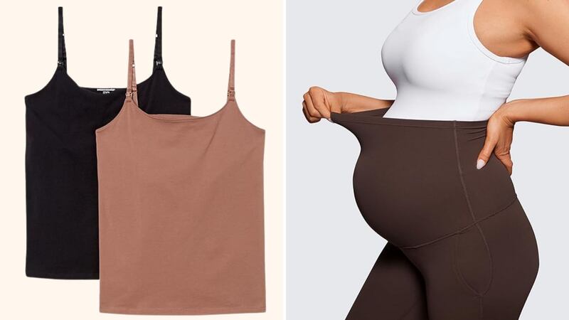 Amazon camisoles for nursing and Amazon pregnancy leggings.