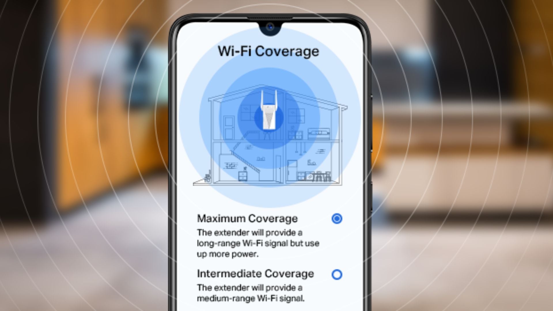 A phone screen showing the coverage of a Wi-Fi extender.