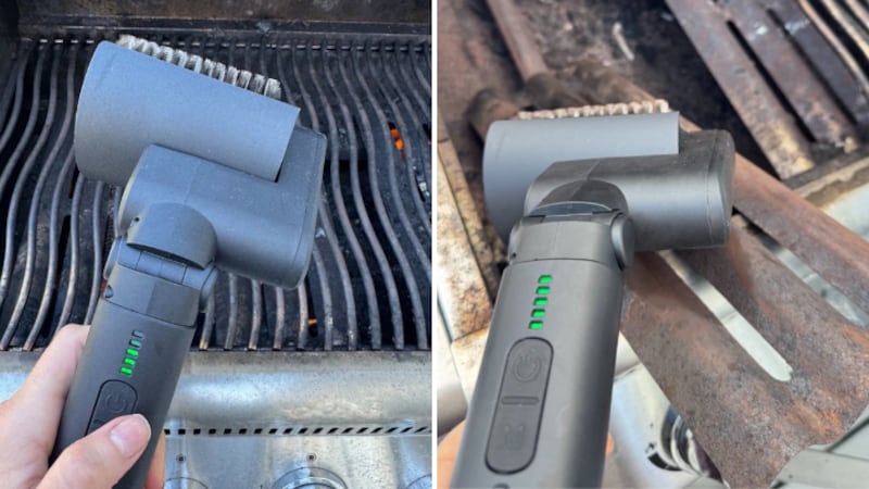 Split images of the BBQ grill cleaning tool
