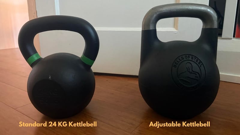 Adjustable Competition Kettlebell compared to a standard kettlebell.