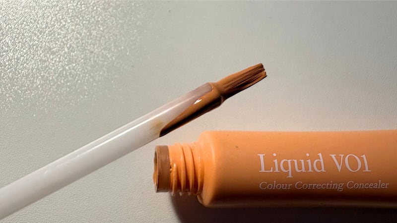 A close up of the brush applicator on the concealer