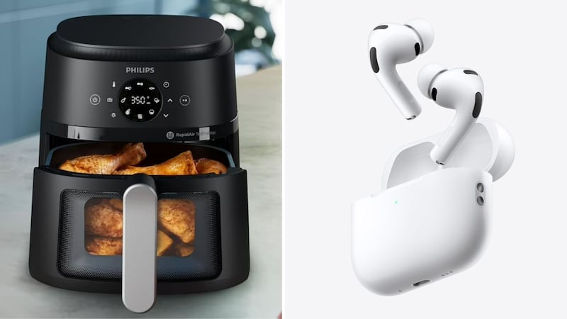 A Philips air fryer and Apple AirPods.
