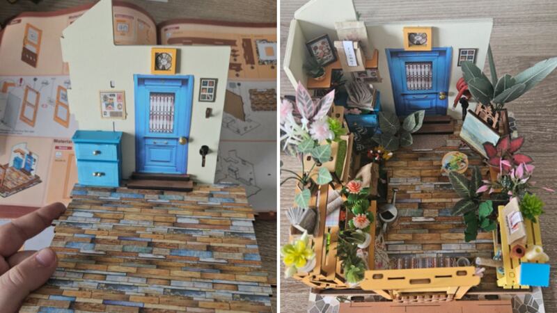 Split images of Rolife DIY Miniature House's details