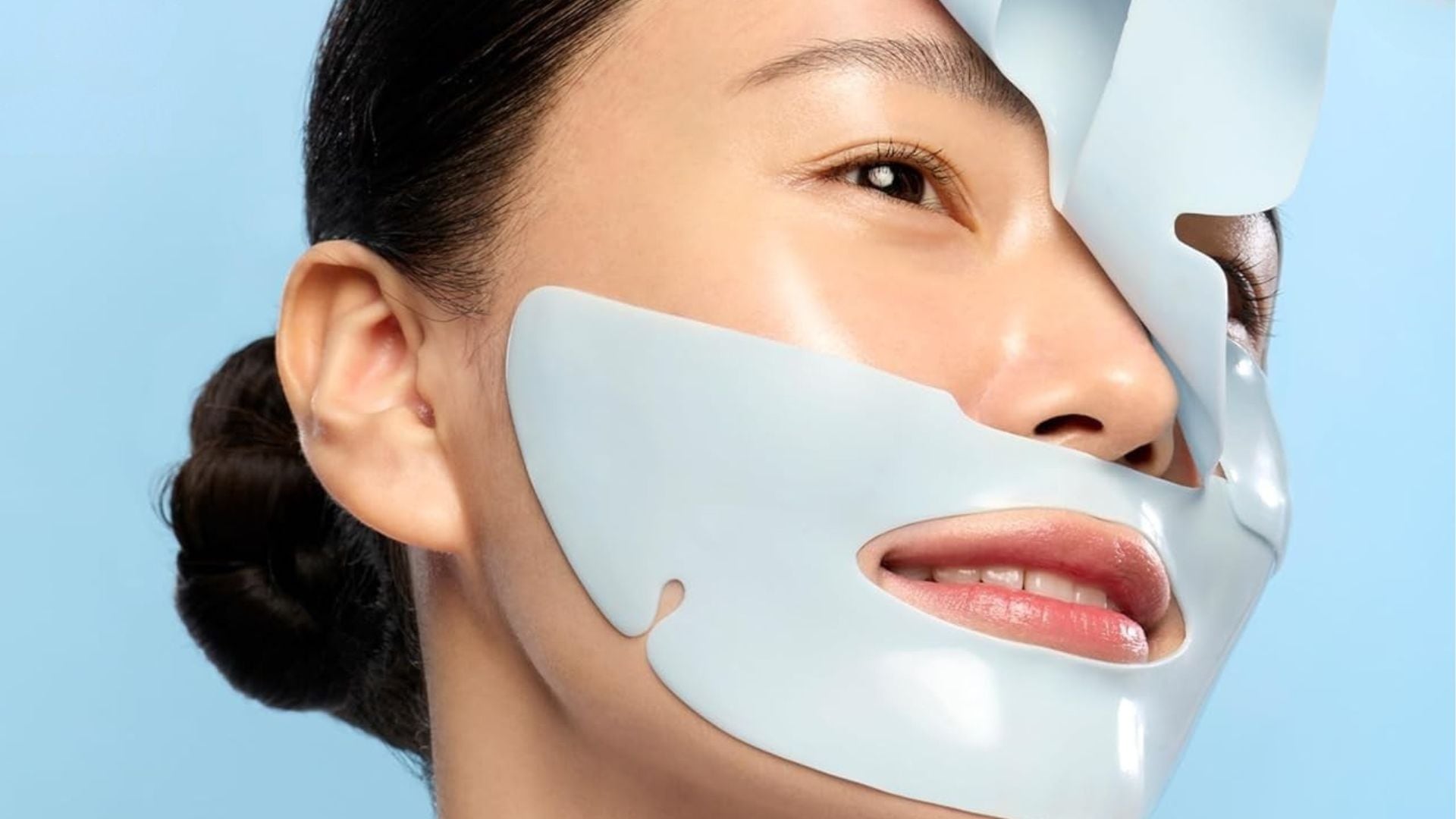 A person peeling off a Dr.Jart+ Cryo Mask.