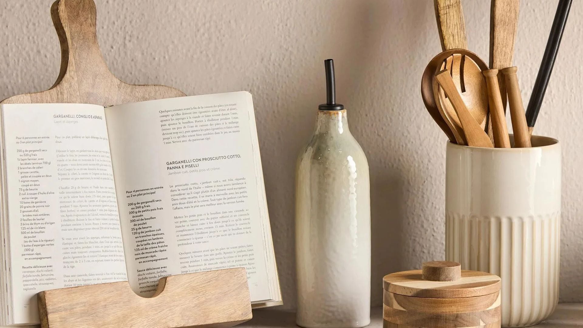 a recipe book holder on a kitchen counter