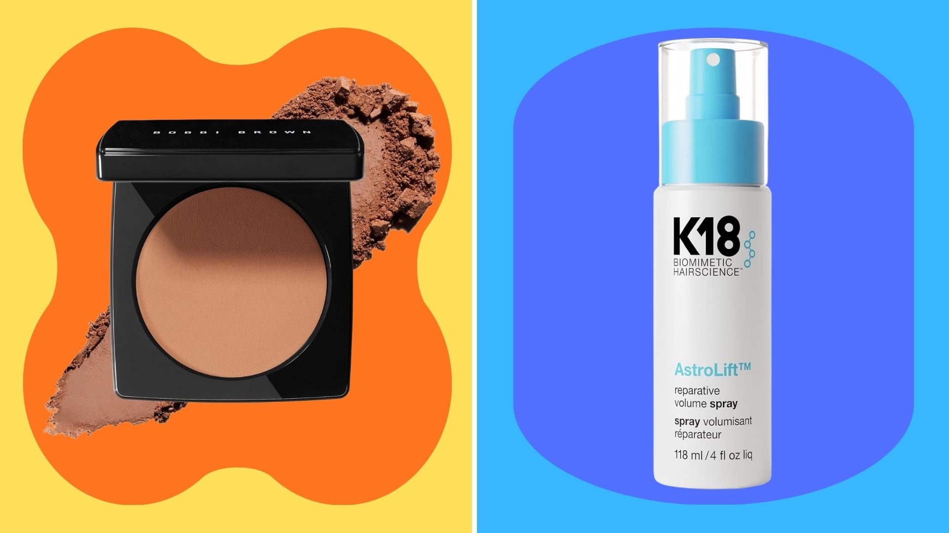 Bobbi Brown Bronzer and K18 Hair Volumizer.