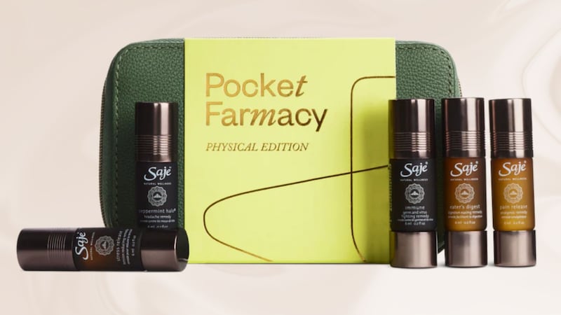 The Pocket Farmacy® Physical Edition on a swirly background.