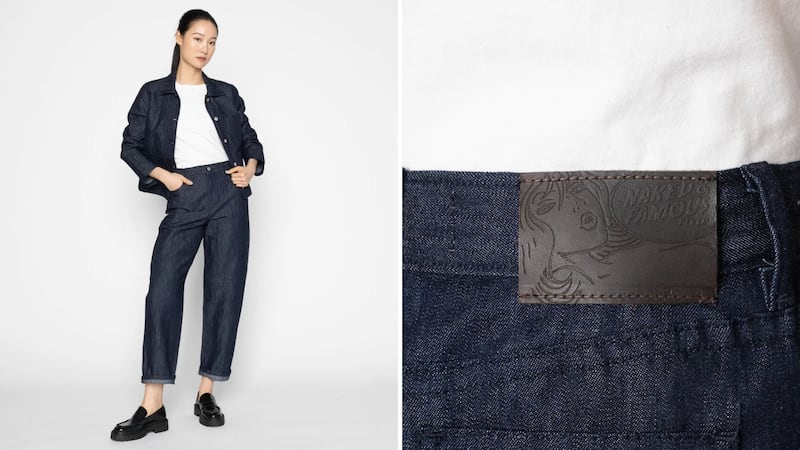 A model wearing Bestie Linen Blend Jeans.